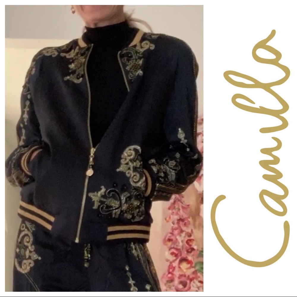 Camilla Limited Edition Black Silk Bomber Jacket Small 🖤